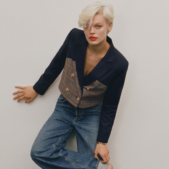 NWT Anthropologie Dolan Fabric Mix Corset Blazer - Picture 7 of 12